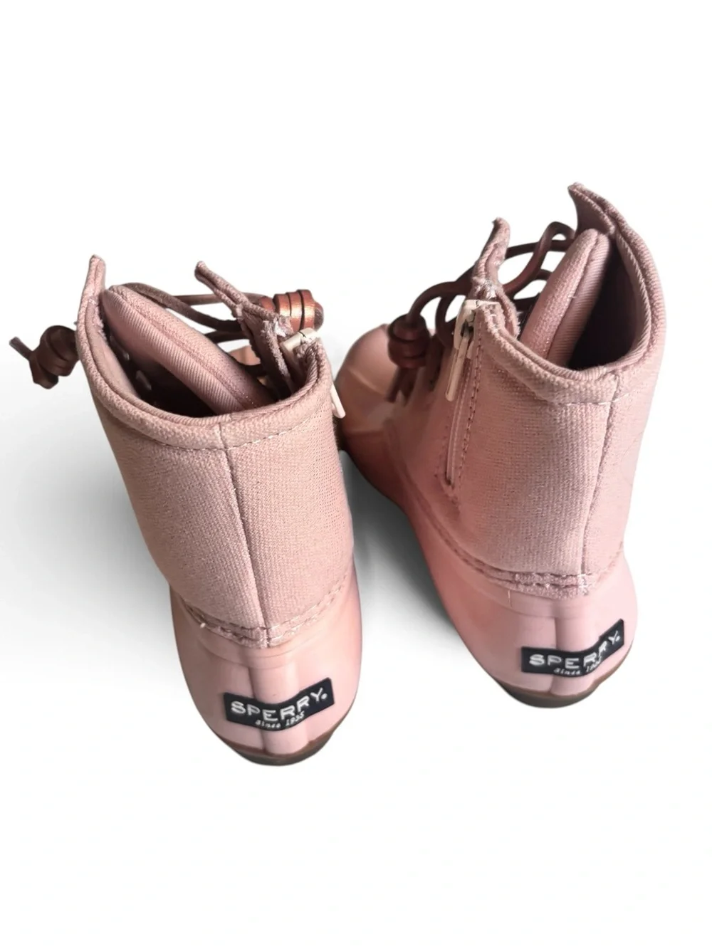 Sperry Pink With Zipper Details Rain/Duck Boots - 12